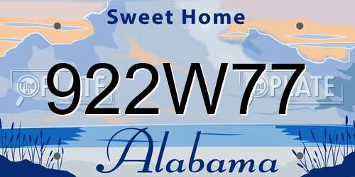 922W77 Alabama License Plate