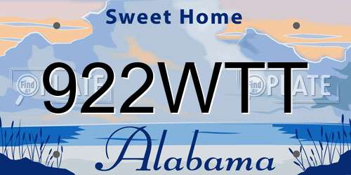 922WTT Alabama License Plate