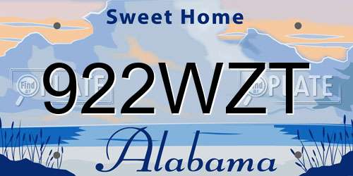 922WZT Alabama License Plate