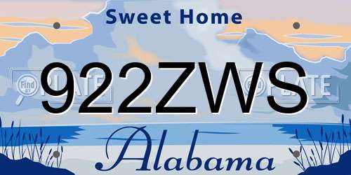 922ZWS Alabama License Plate
