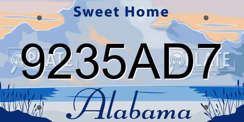 9235AD7 Alabama License Plate