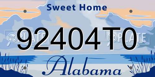 92404T0 Alabama License Plate