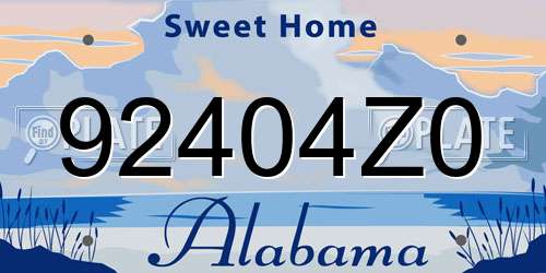 92404Z0 Alabama License Plate