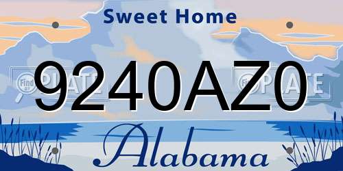9240AZ0 Alabama License Plate