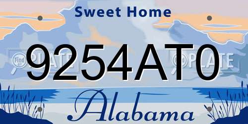 9254AT0 Alabama License Plate