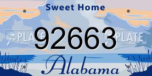 92663 Alabama License Plate