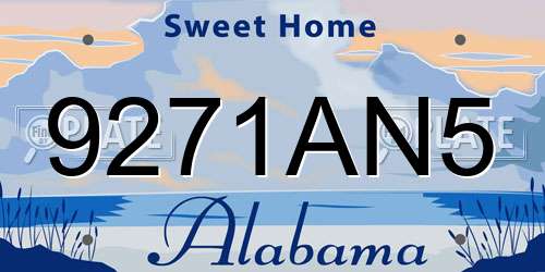 9271AN5 Alabama License Plate
