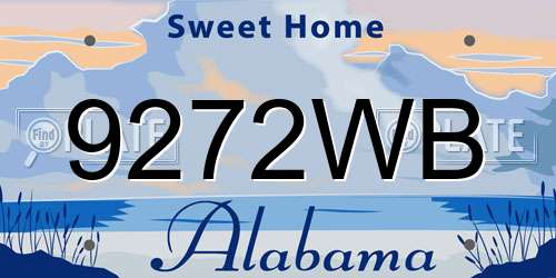 9272WB Alabama License Plate