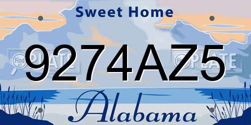 9274AZ5 Alabama License Plate