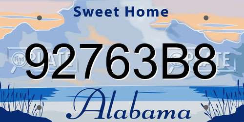 92763B8 Alabama License Plate