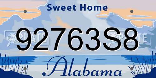 92763S8 Alabama License Plate