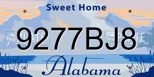 9277BJ8 Alabama License Plate