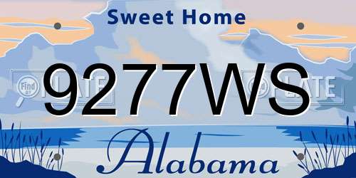 9277WS Alabama License Plate