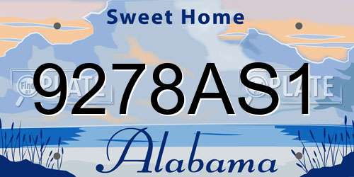 9278AS1 Alabama License Plate