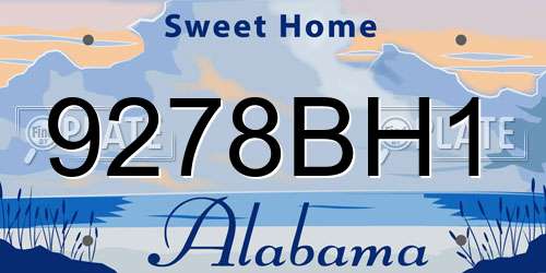 9278BH1 Alabama License Plate