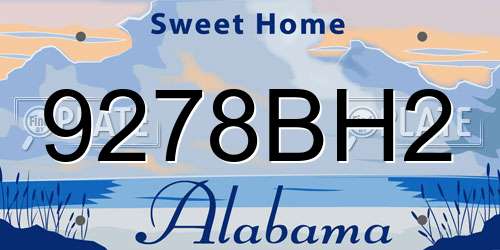 9278BH2 Alabama License Plate