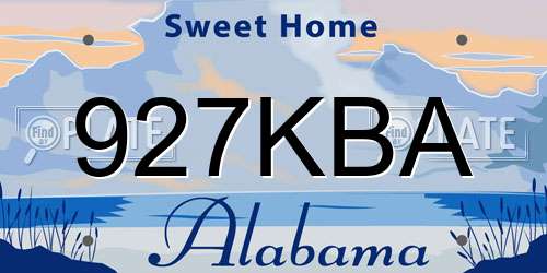 927KBA Alabama License Plate