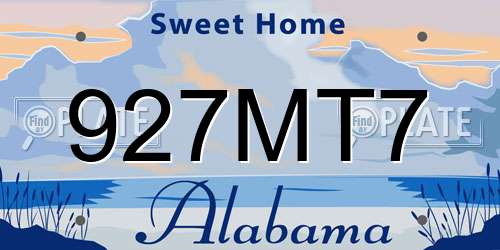 927MT7 Alabama License Plate
