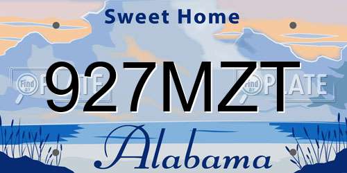 927MZT Alabama License Plate