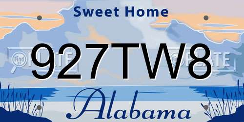927TW8 Alabama License Plate