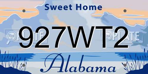 927WT2 Alabama License Plate