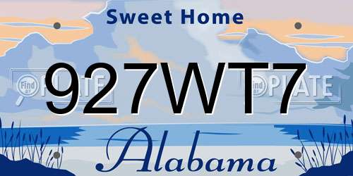 927WT7 Alabama License Plate
