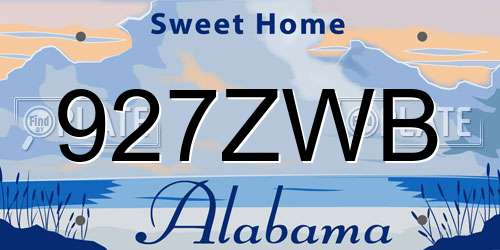 927ZWB Alabama License Plate
