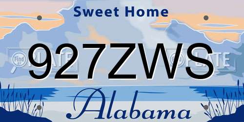 927ZWS Alabama License Plate