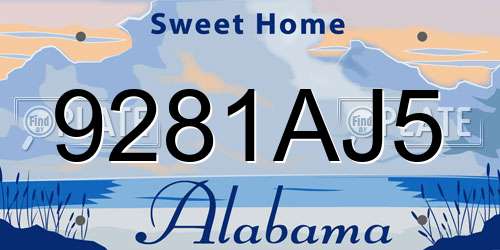 9281AJ5 Alabama License Plate
