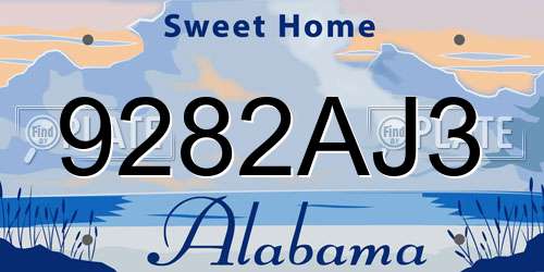 9282AJ3 Alabama License Plate