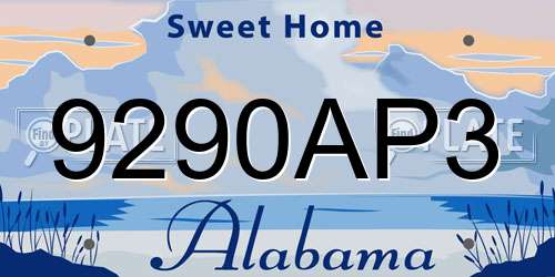 9290AP3 Alabama License Plate