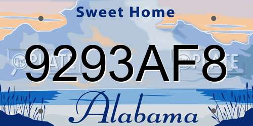 9293AF8 Alabama License Plate