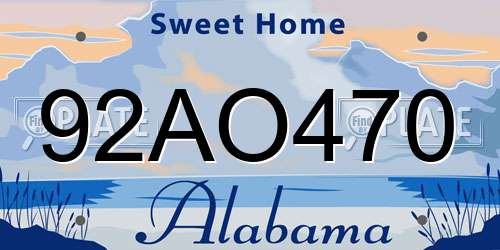 92AO470 Alabama License Plate
