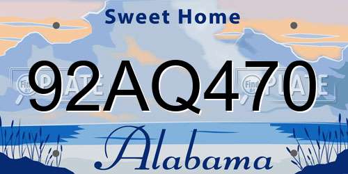 92AQ470 Alabama License Plate