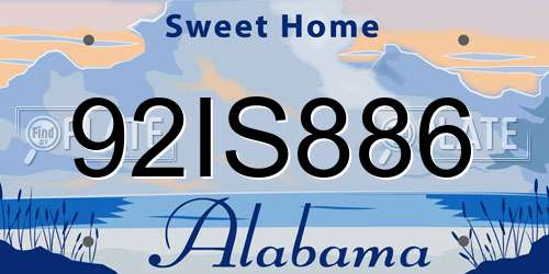 92IS886 Alabama License Plate
