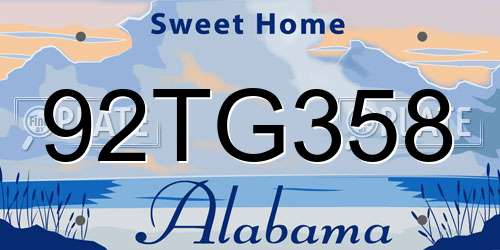 92TG358 Alabama License Plate