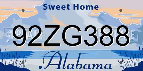 92ZG388 Alabama License Plate