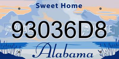 93036D8 Alabama License Plate