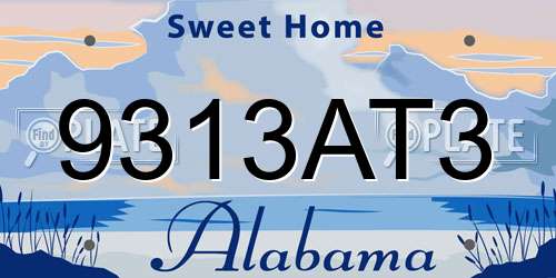 9313AT3 Alabama License Plate
