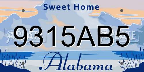 9315AB5 Alabama License Plate