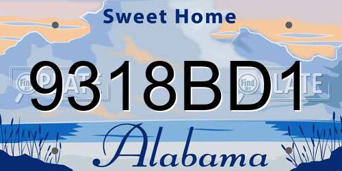 9318BD1 Alabama License Plate