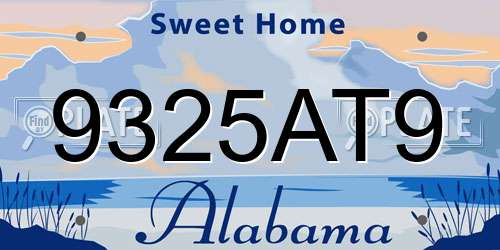 9325AT9 Alabama License Plate