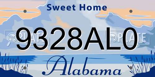 9328AL0 Alabama License Plate