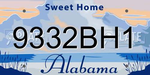 9332BH1 Alabama License Plate