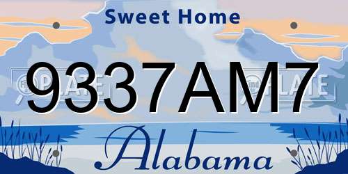 9337AM7 Alabama License Plate