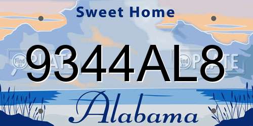 9344AL8 Alabama License Plate