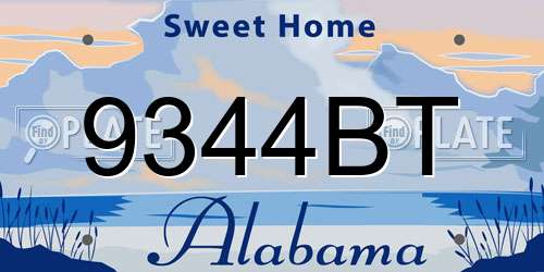 9344BT Alabama License Plate