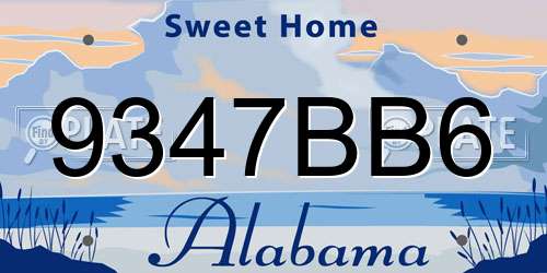 9347BB6 Alabama License Plate