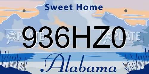 936HZ0 Alabama License Plate
