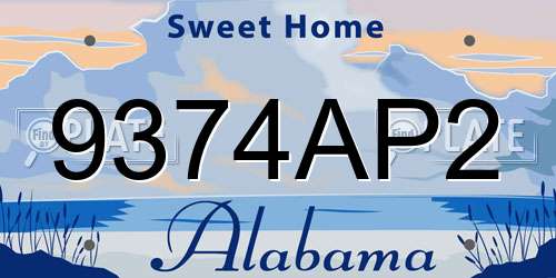 9374AP2 Alabama License Plate